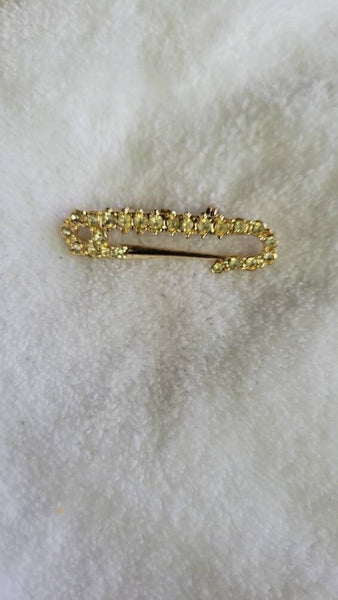 Rhinestone  Studded Safty Pin Pin. Eclectic Eighties Fashion