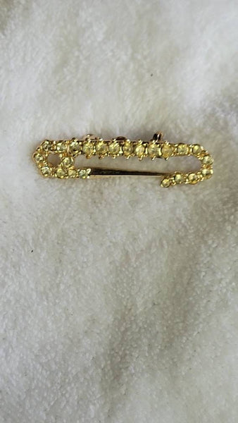 Rhinestone  Studded Safty Pin Pin. Eclectic Eighties Fashion