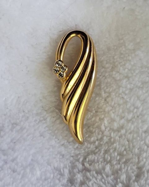 Brooch if Beauty Golden Curves with Rhinestones Accents