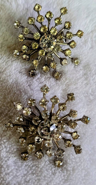 Twin Fireworks Rhinestone Pins A La 80s. !