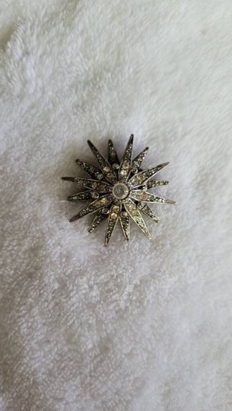 Starburst Pin 80s Retro Rhinestone.