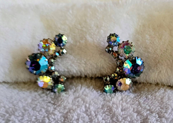 Radiant Arora Borialis 1950s Clip Earrings