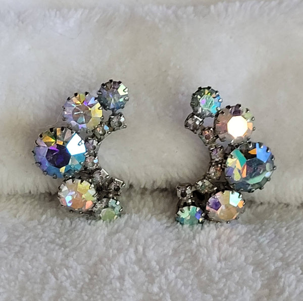 Radiant Arora Borialis 1950s Clip Earrings