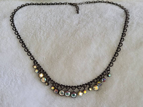 Unique Vintage Chain Garnished with Sparkling Arora Borialis Stones Simple Elegance