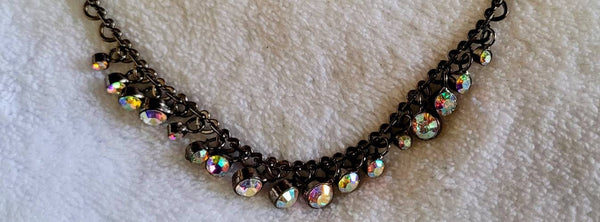 Unique Vintage Chain Garnished with Sparkling Arora Borialis Stones Simple Elegance