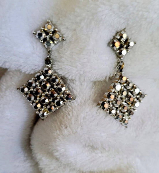 Radiant Rhinestone Earrings Sparkling Smokey Stones Glisten in Motion Magical 50s Classics