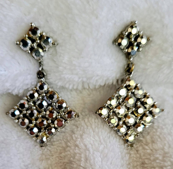 Radiant Rhinestone Earrings Sparkling Smokey Stones Glisten in Motion Magical 50s Classics