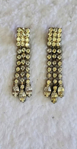 Elegant Earrings in Rich Rhinestones Rows of Moving Sparkle Tre Marquise Tips Shine with these 1950s Fab Fun Flirty All Ocassion Earwear..!!