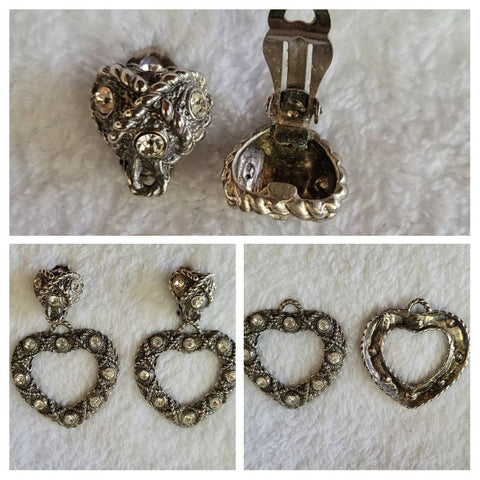 Three Way Earrings Eclectic Eighties Extravagant Ornate Silver Details with Sparkling Stones Options WoW Wear a Variety of ways Fun Fashion