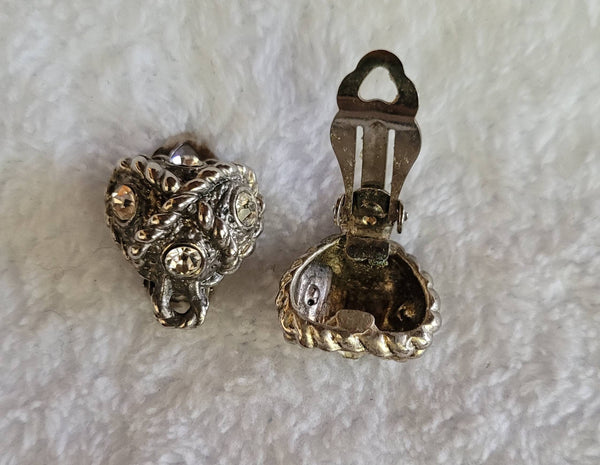 Three Way Earrings Eclectic Eighties Extravagant Ornate Silver Details with Sparkling Stones Options WoW Wear a Variety of ways Fun Fashion