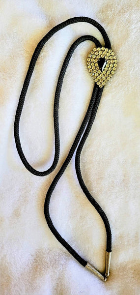 Bolo Beautiful 60 Stone Teardrop Vintage High Sparkle Rhinestones with Black Glass Center Tear Drop Stunner. ! Exquisite Eighties Elegance