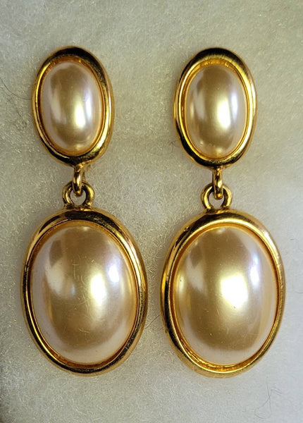 Napier Designer Statement Pearl in Gold Vintage Danglers