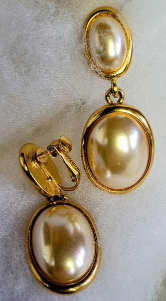 Napier Designer Statement Pearl in Gold Vintage Danglers