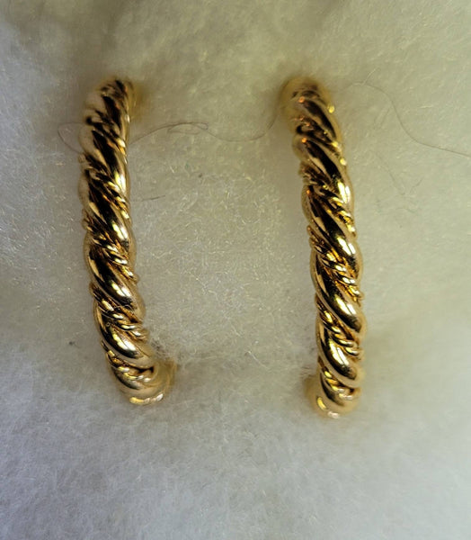 Napier Classic Rolled Gold Hoops Earrings Singed Vintage Collection