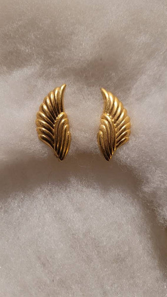 Napier Art Deco Golden Angel Wings Theme Earrings Stunning Lines Classic Style