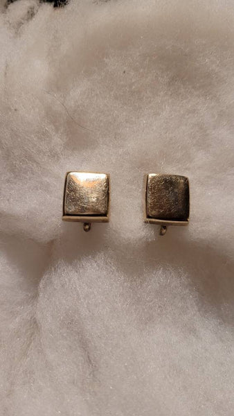 Napier Signed  Simple Gold Squares Earrings