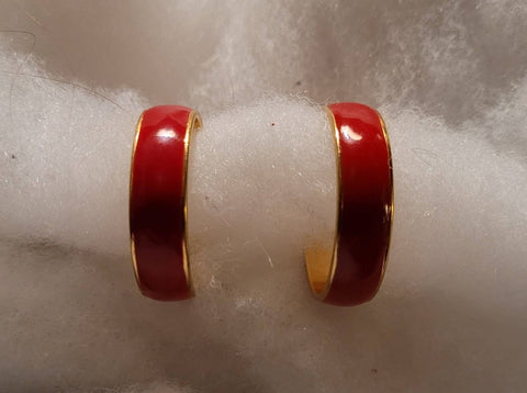 Napier  Spicy Red Enamal Vintage Hoop Earrings  Swet and Sassy