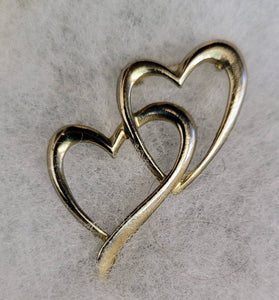 Vintage Valentines Double Heart Silver Pin Simply Sweet