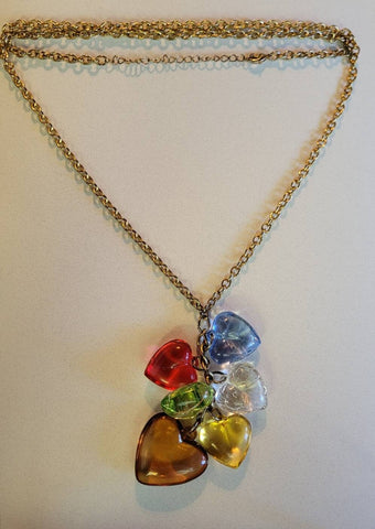 Vintage Valentines Very Special 6 Muti Color Acrylic Big with Small Hearts Very Unique Fashion Find. ! Vintage Rocks