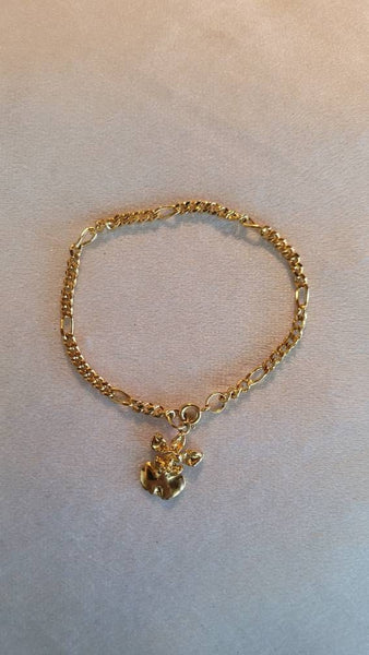 Golden Orchid  Charm Vintage Gold Bracelet. BEAUTIFUL Chain