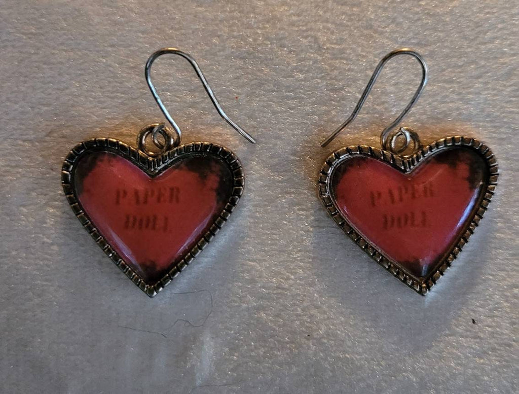 Kitschy Retro Valentines Earrings in Silver Settings