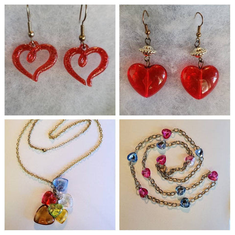 Vintage Valentines Jewelry Now At Wink Top Right Heart Acrylic Rich Red With Silver Accents