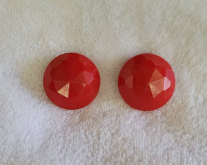 Earrings 4os 50s Firecraker Red  Faceted Dome of Fantastic Vintage Plastics