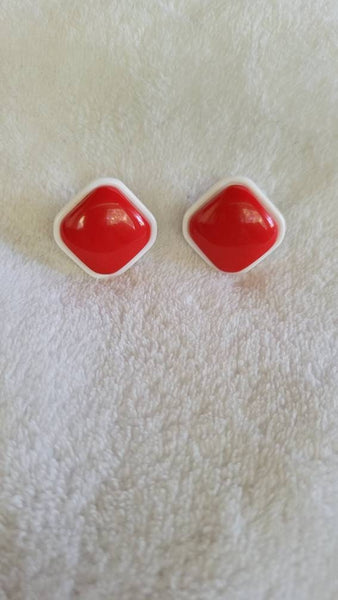 Earrings from the Fabulous 4os 5os Fantastic Plastic Red on White Delights..!