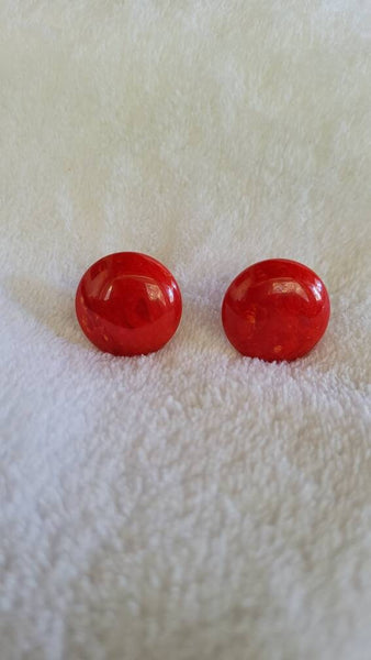 40s Earrings  Candy Apple Red Marbled Fab 40s Style  Easy Comfot Lasting Quality 80 Yrs Old...Looking Great..!