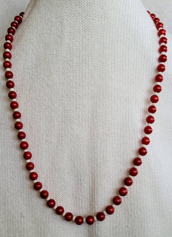Red White  Mid Century  Necklace Nifty Cool and Casual Sweet Pretty and Petite .  !