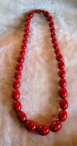 60s Cranberry Red Necklace Bright Bold Beauty.