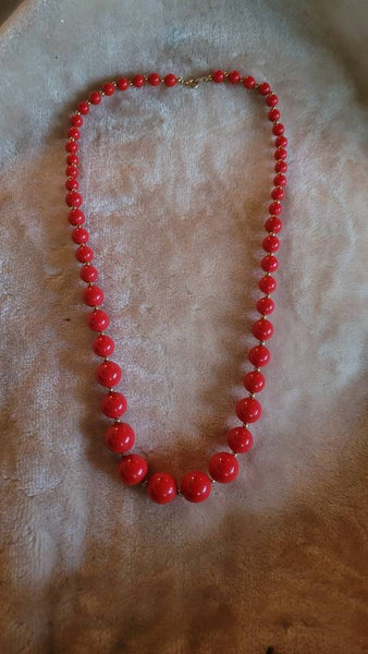 60s Cranberry Red Necklace Bright Bold Beauty.