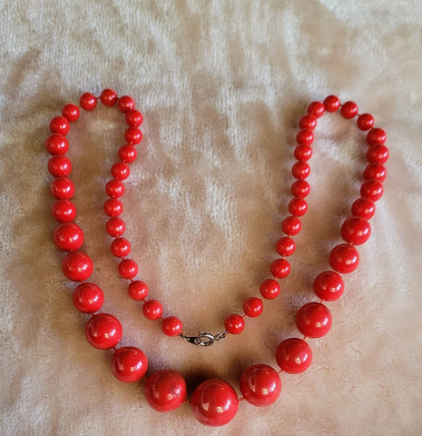 Basic Red Vintage 24 inch Must Have Sweet Necklace..!
