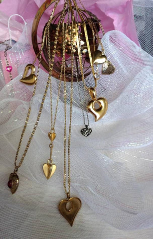 Vintage Valentines "Sweet Heart" Golden Heart Necklace