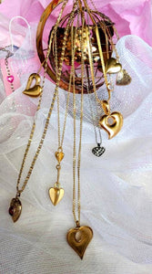 Vintage Valentines Heart Necklace Golden Heart on  Golden String