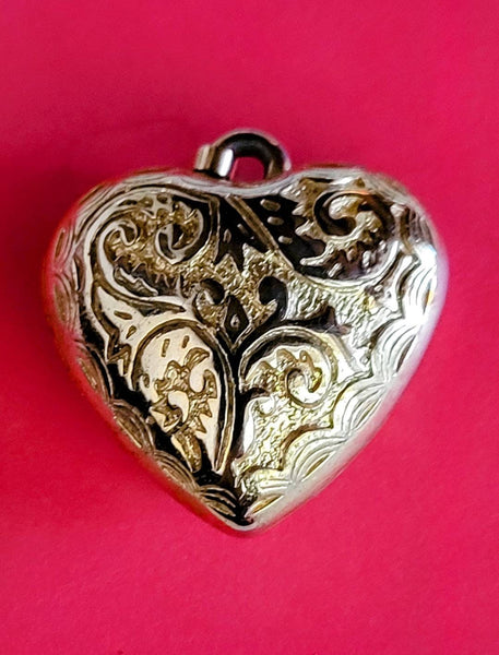 Beautiful Tooled Golden Heart with Choice of Vintage Chain Length. Heart Jewelry Gifts Loving Heat Necklace Holidays Everyday Send LOVE..!