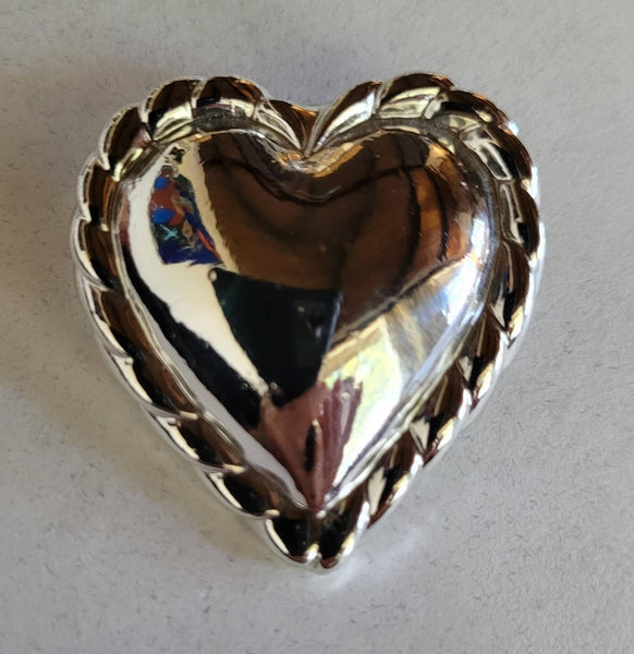 Shiny Silver Sweetheart Pin... Trimed in Rolled Rope Sharp Stylish Sexy Silver Heart Pendant Choose A Vintage  Chain 16 18 0r 24 inches