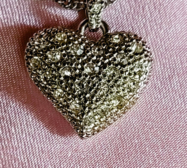 Chicos Rhinestone Heart Necklace... Can also be worn Backwards Scrolled Open Hearts Great Piece for A Sweetheart or A Soft Heart...