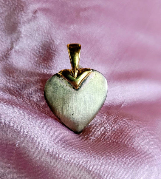 PD Crown Designer Heart Two Tone Brush Muted Silver with Gold. Stunning Design Hearts of Distinction Classy Heart Gift Collect Hearts