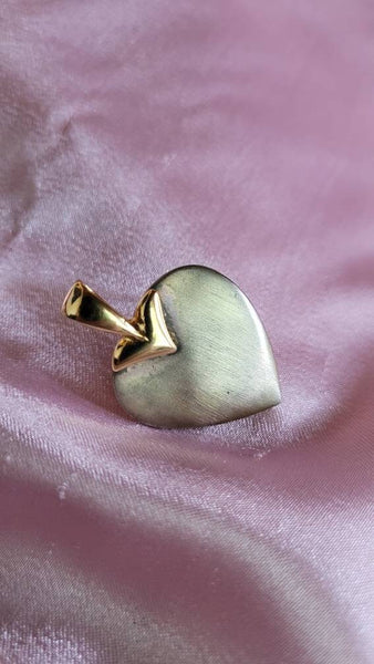 PD Crown Designer Heart Two Tone Brush Muted Silver with Gold. Stunning Design Hearts of Distinction Classy Heart Gift Collect Hearts