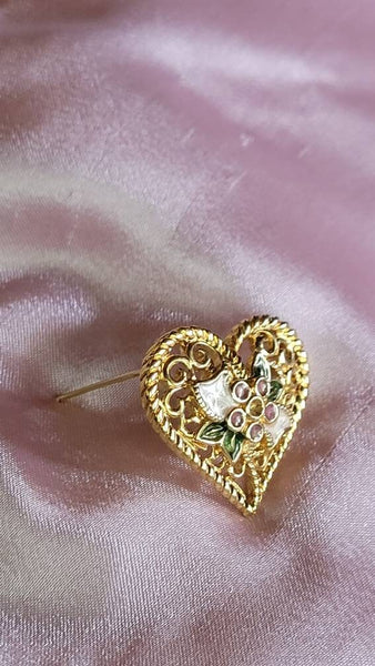 I Love You Designer Pin Designer had Love in Mind. Scroll Gold Laced Delicatly with Enamel Flower Inlays Perfect it Says It "I LOVE YOU"