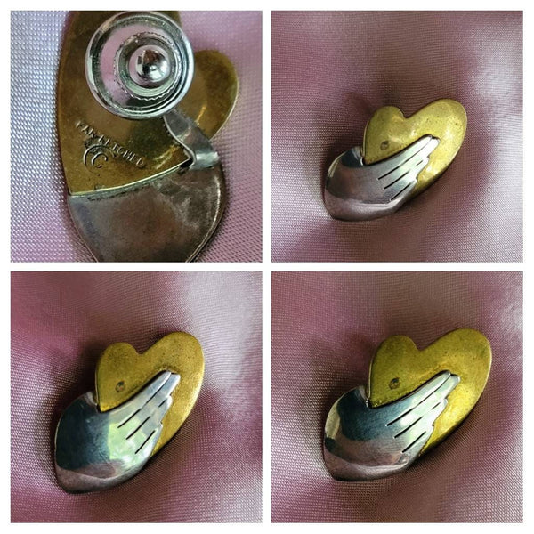 Sold   FarFetched Designs this Vintage Pin.. Heart In Hand... Perfect Way To Say Be Mine Romantic Two Tone Pin Talking Jewelry Say it With This...