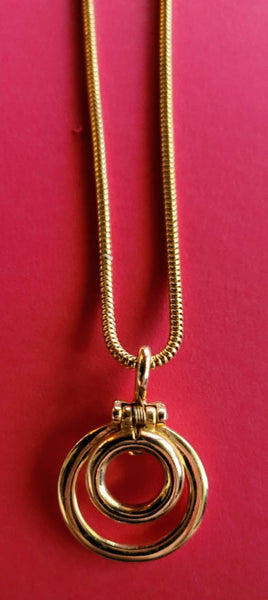 CMC Signed Gold Rings Pendant with Chain. Classic Tier Design Sleek Jewelry SSimply Sophisticated Fashipn Accessories Shop Wink At The World