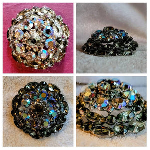 Dome Brooch Big Beautiful 1950s Shine & Sparkle AB with  Smokey Crystal Stunning..!