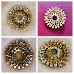 Golden Era Brooch Stunning Sparkling Starburst Rhinestones Set on Silver. . .Deco Design Sleek Sophisticated Style.