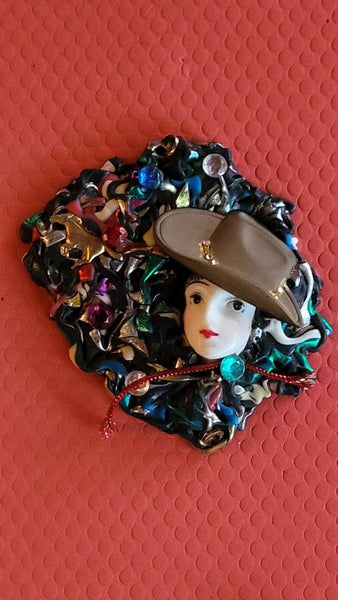 Faces Pin Brown Hat. Sparkle Sequins Rainbows of Rhinstones A Foil Confetti of Colors and Sweet Surprises in That Fantastic Plastic