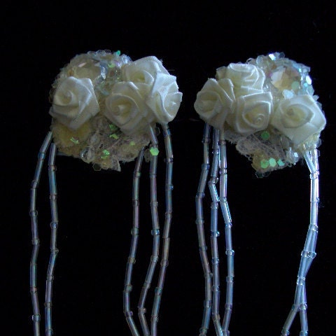 Wedding Collection Jewelry Hand Sculpted Silks & Satin Roses Light & Lovely by Diana V. Leriche