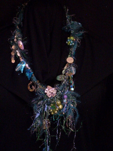 Neptune's Feast" Magical  Necklace. Original  by Diana V. Leriche  Vintage Mo of Pearl  join 100 years of Singed with Decades of Designers