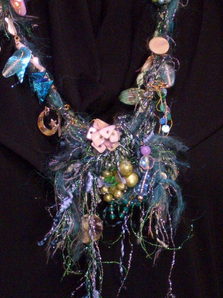 Neptune's Feast" Magical  Necklace. Original  by Diana V. Leriche  Vintage Mo of Pearl  join 100 years of Singed with Decades of Designers
