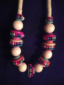 Fab Fun !Beaded Wodden  Multicolored Necklace